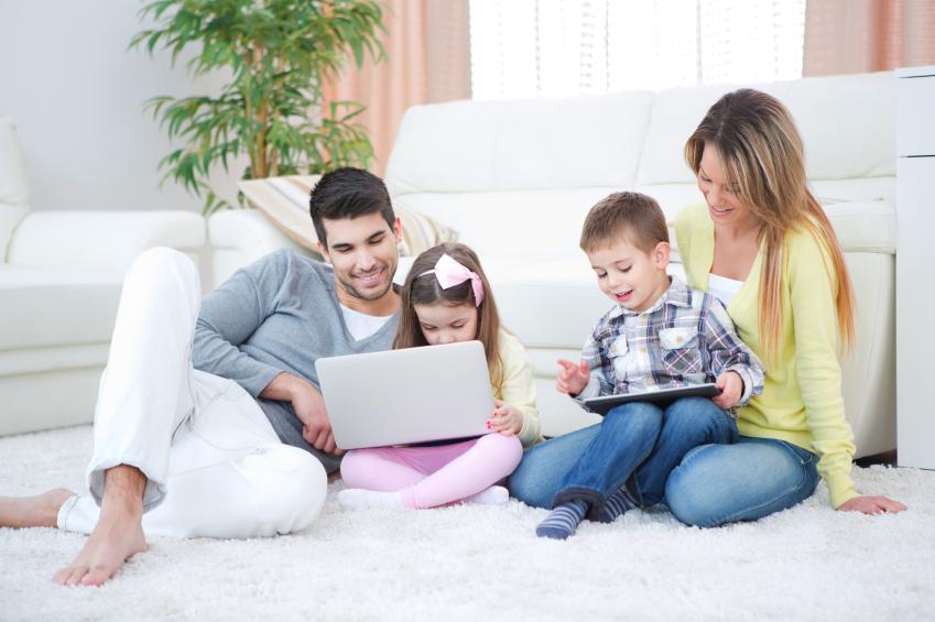 family on carpet floor